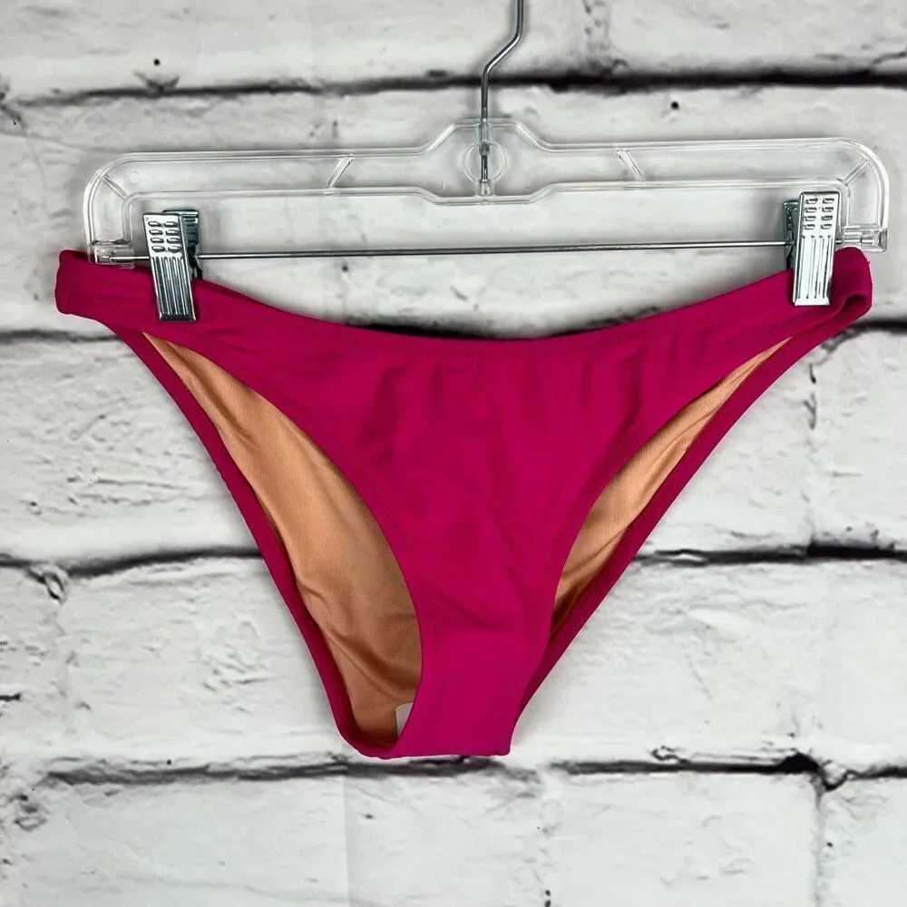 J.Crew Women's High-Leg Bikini Bottom Pink Size xxL Eco-Friendly‎ Swimwear NWT